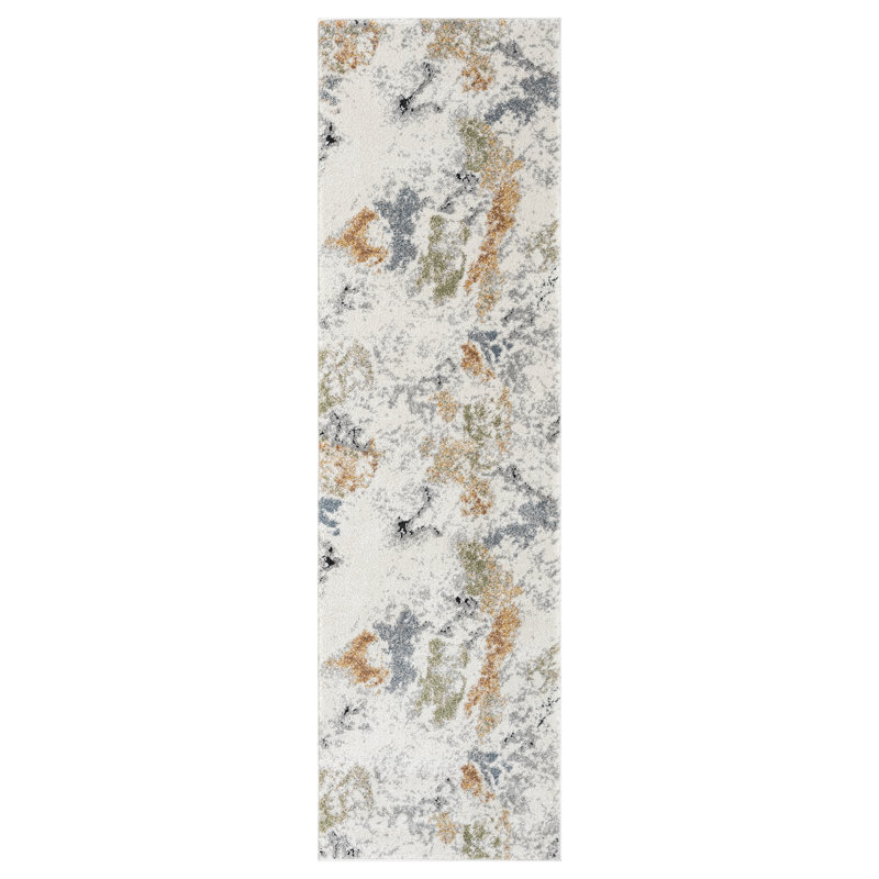 Paris Collection Abstract Cream/Light Grey Rug, Runner 2'1" x 7'4"