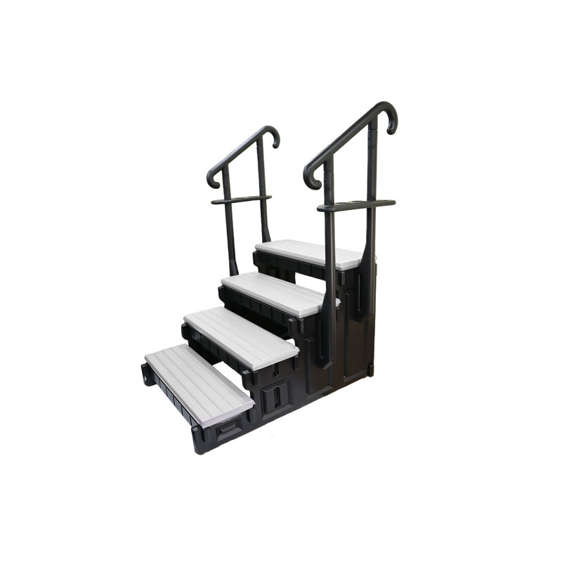 Black Polyethylene 4-Step Spa Ladder with Handrails