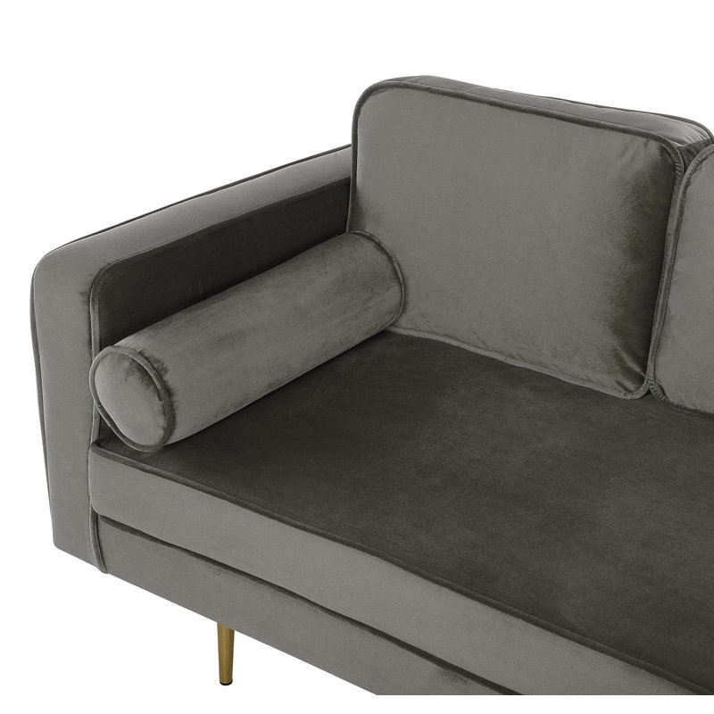 Dan Velvet Chaise Lounge, Grey, Left Hand Facing