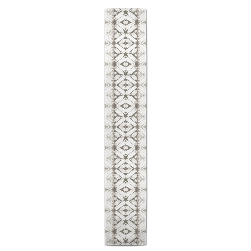 Chemin de table Maghull Diamond Shibori, 90 po x 16 po, Kaki