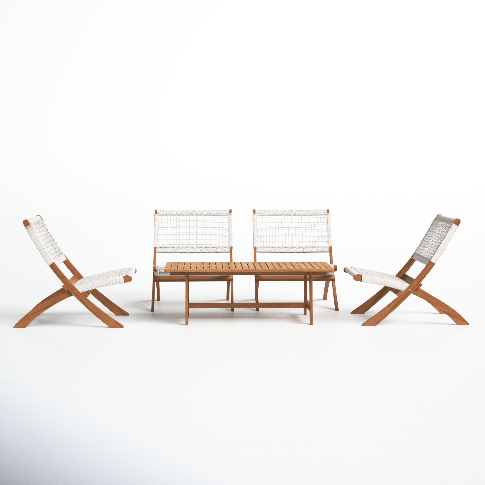 Kismet 5-Piece Armless Chairs Seating Group, Natural/White