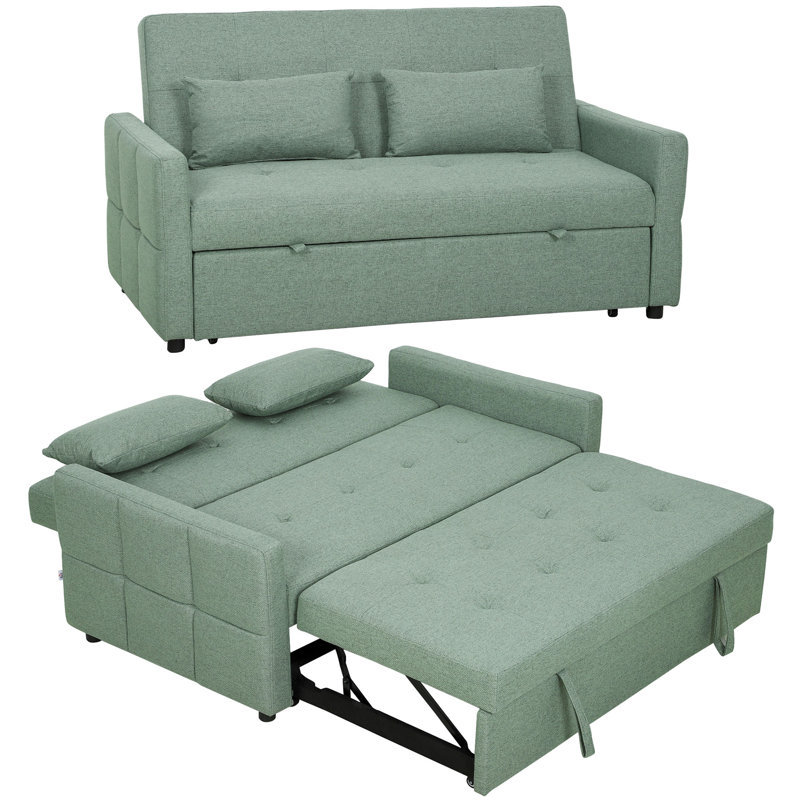 2 Seater Linen Sleeper, Green