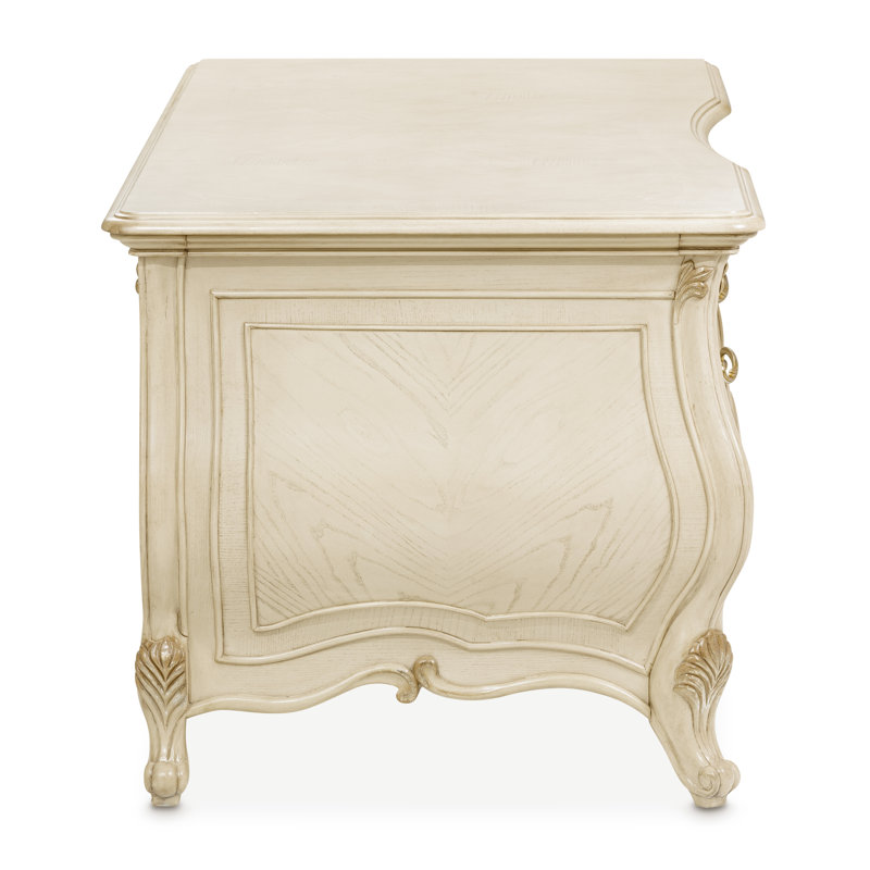 Platine de Royale Solid Wood Executive Desk, Champagne