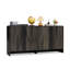 Buffet moderne à 4 portes avec bords arrondis et poignées en pin, noir-1262920798