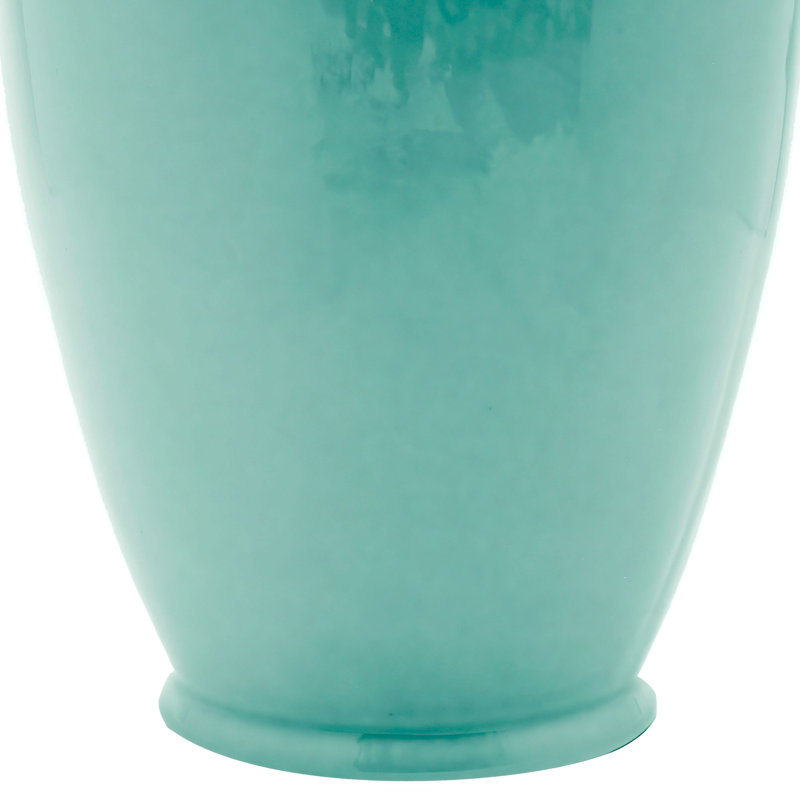 14" Bright Yellow Tung Chi Vase, Solid Turquoise
