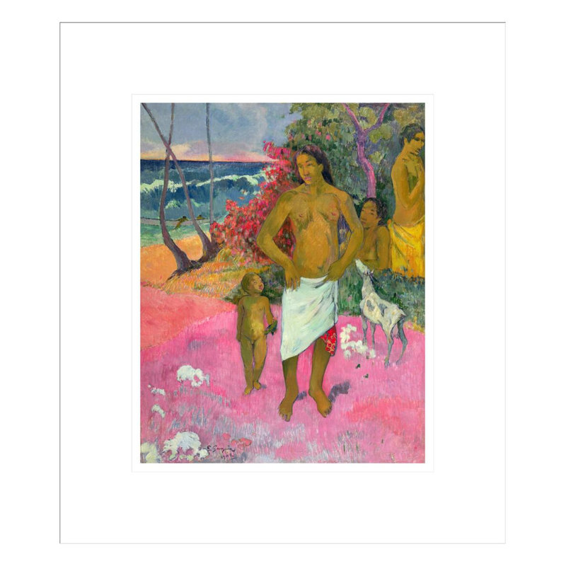«A Walk by the Sea» par Paul Gauguin - Estampe numérique encadrée, H 15,87 po x l 13,75 po