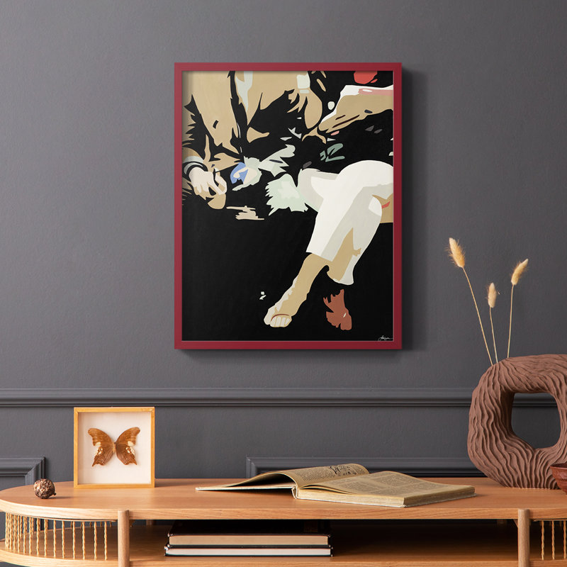 Them # 4, reproduction encadrée - bois massif, Rouge, H 10 po x l 8 po
