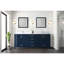 Bleu marine 80 po Meuble-lavabo double avec surface en quartz blanc - bois massif, fermeture en douceur, 6 tiroirs, 2 armoires et charnières à fermeture en haut-2068496896