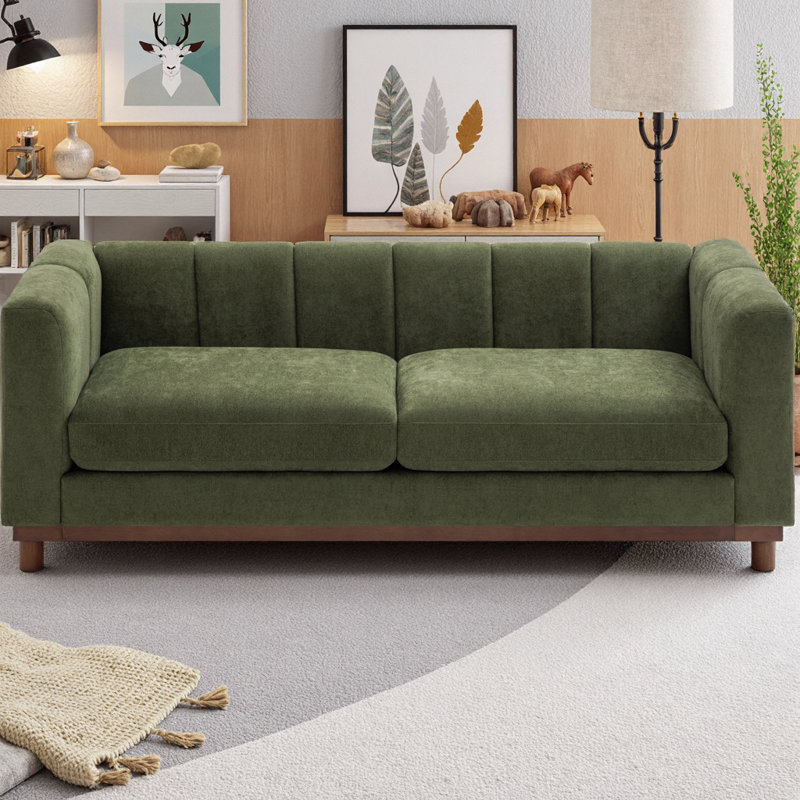 Canapé moderne de 78,7 po pour salon et petit espace, revêtement en chenille douce, siège profond et large avec support à ressorts ensachés, canapé d'appartement 2 places avec accoudoirs rembourrés