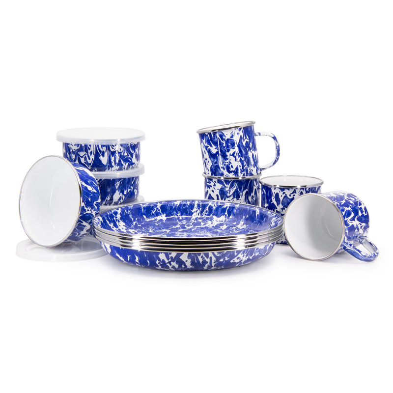 Cobalt Swirl Piece Handmade Dinnerware Set - Service for 4