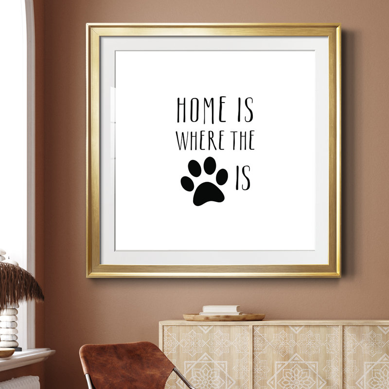 Home is - Cadre photo, impression d'art textuel, Papier encadré doré, H 26,5 po x l 26,5 po x P 1,5 po