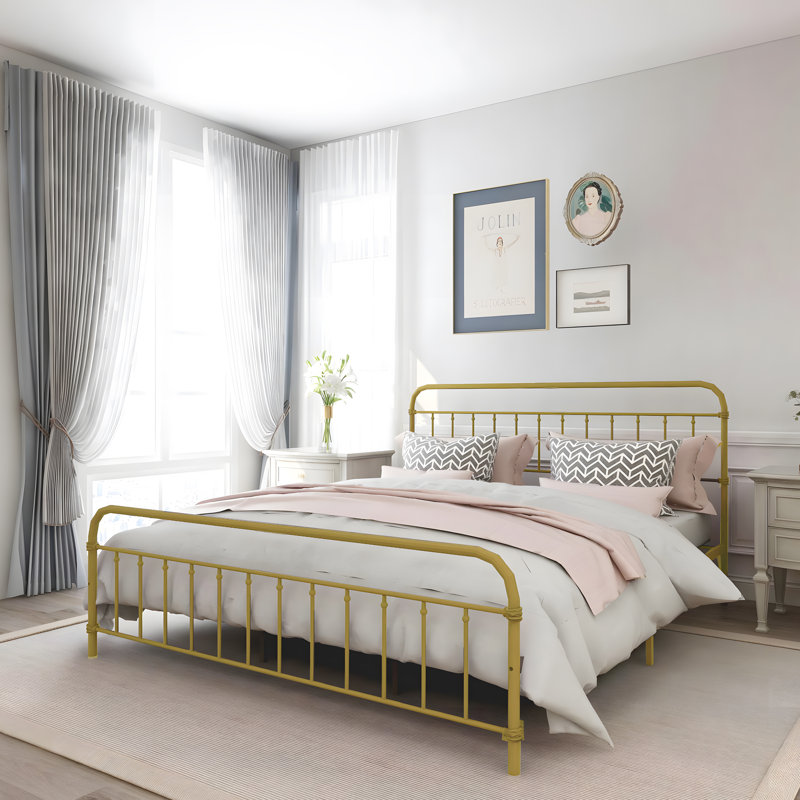 Colina Metal Bed, King, Light Gold