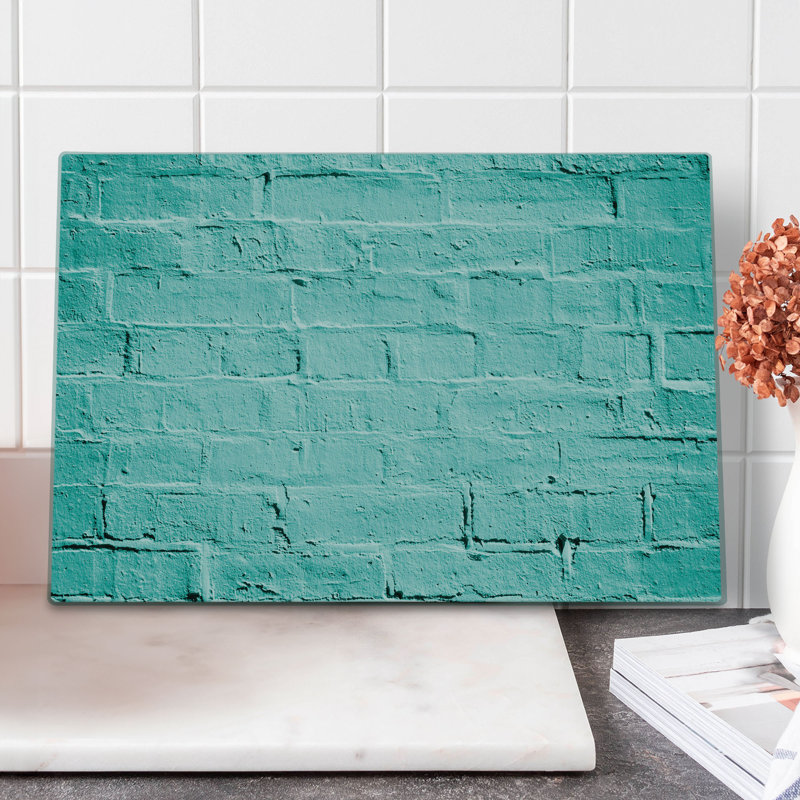 Ambesonne Mint Cutting Board Large Size Brick Old Wall Vibrant Turquoise