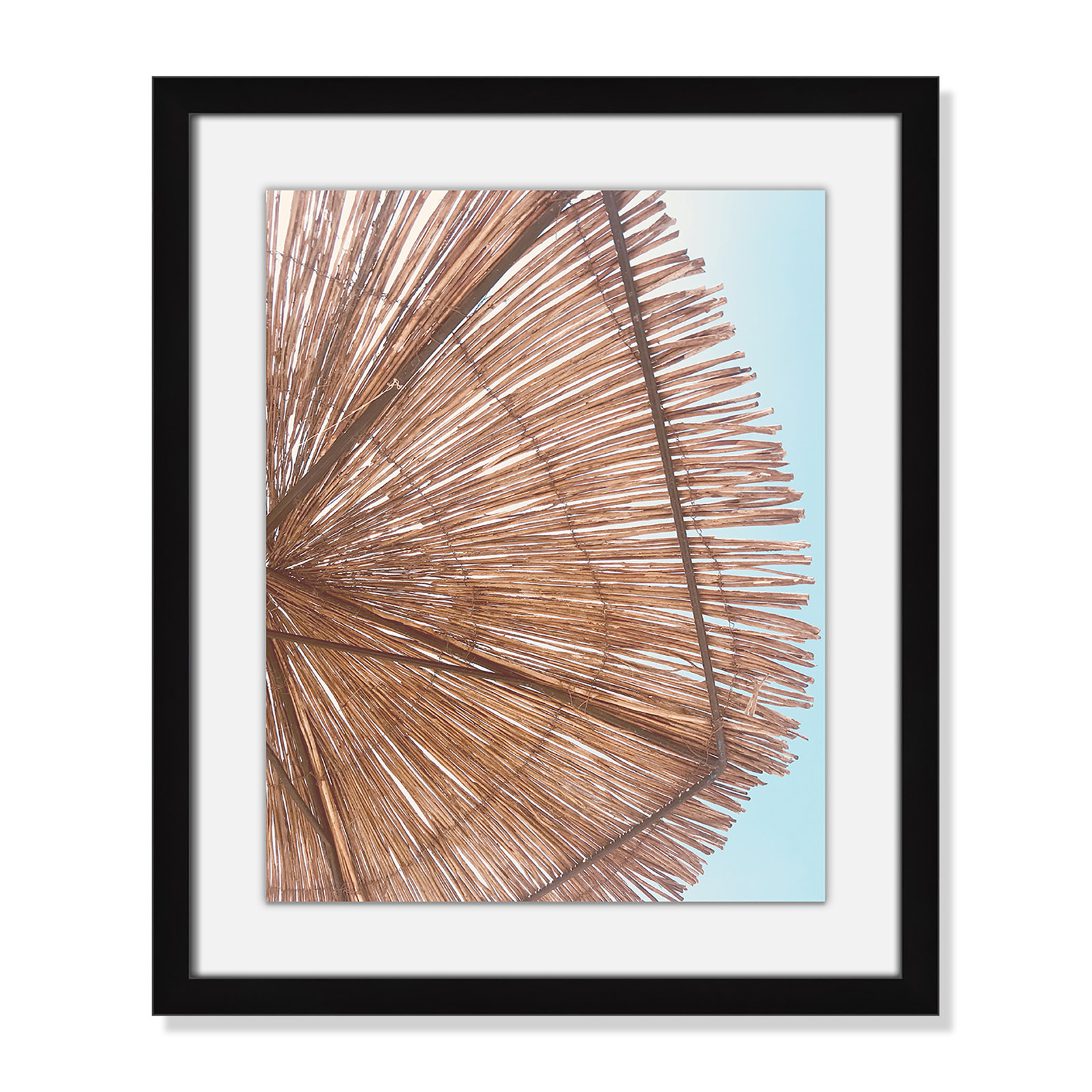 Rosy Straw Umbrella - Picture Frame Photograph, 23" H x 17" W x 1.25" D, Satin Black