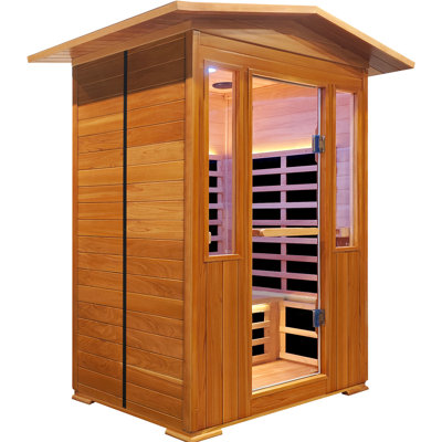 2 - Person Outdoor Far Infrared Sauna Left Door Home Sauna Personal Sauna with Bluetooth Speakers and LED Reading Light