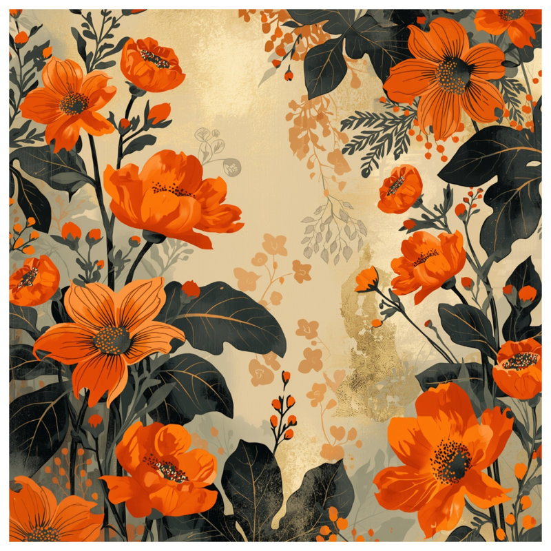 Orange Floral Arrangement Bath Mat, 24in W x 17in L