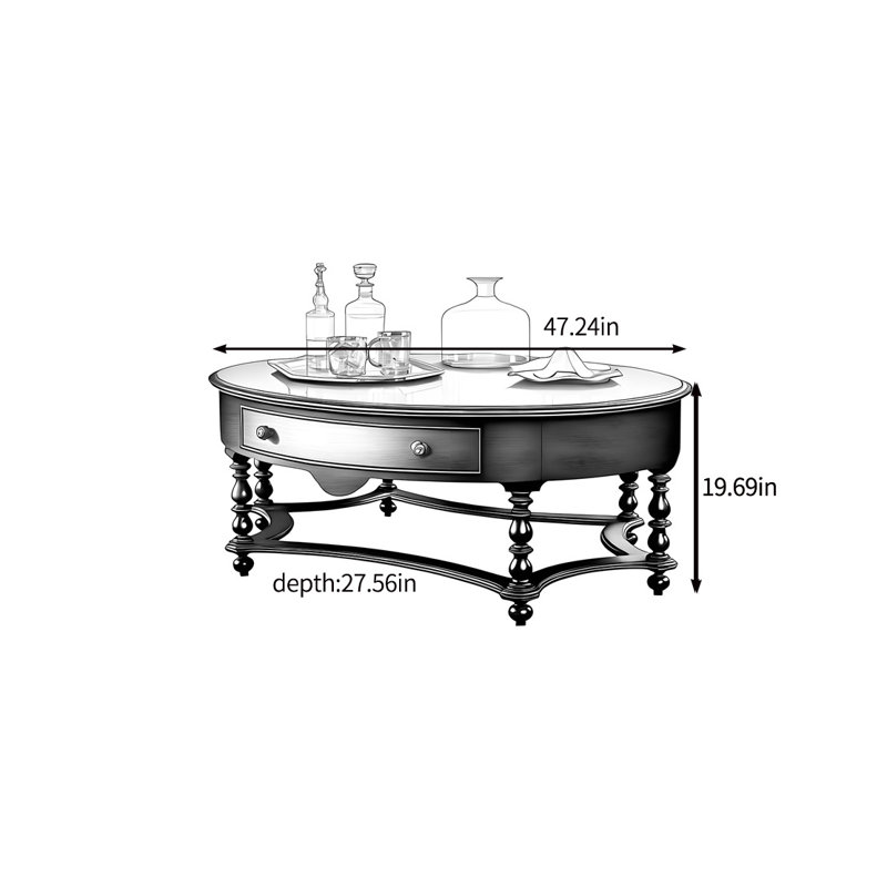 Table basse pratique, H 19,69 po x L 47,24 po x l 27,56 po