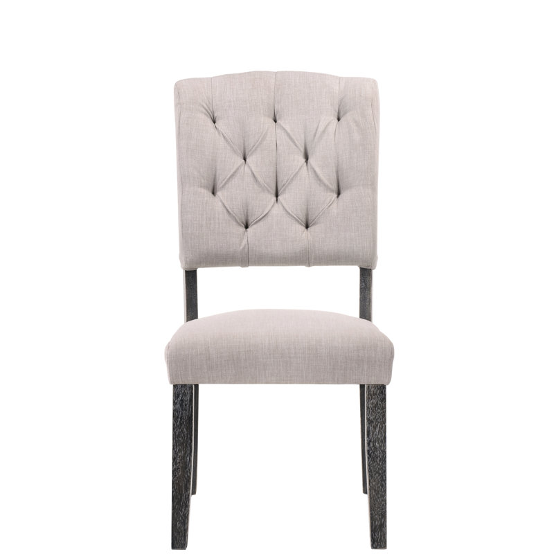 Chaise d'appoint en lin beige et gris (2), chaises et design élégants en lin, fabrication