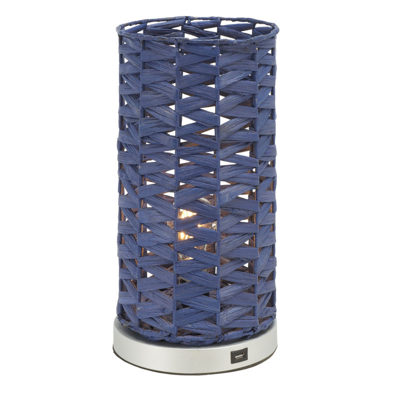 Orna USB Table Lamp, Blue, Chrome