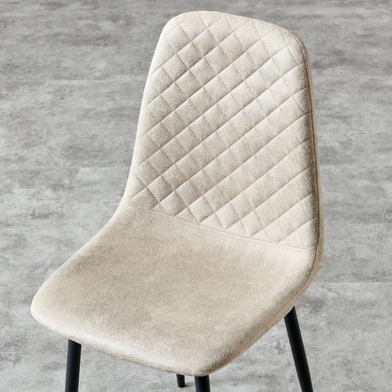 Kaylani Modern Upholstered Dining Chair, Beige Suede, Black, 2