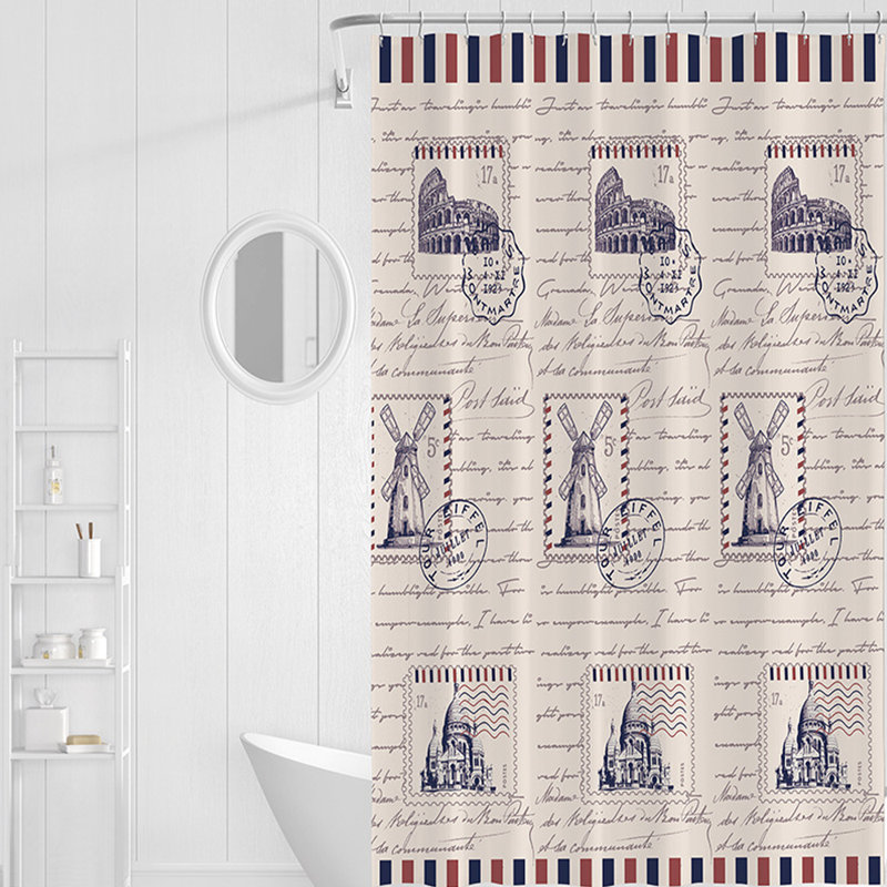 Rideau de douche avec crochets inclus