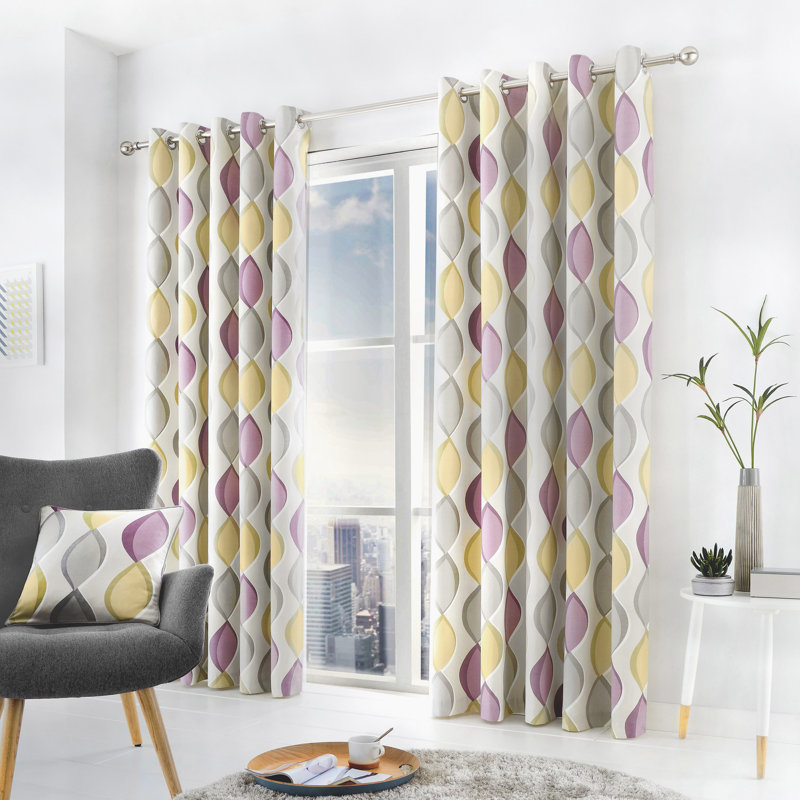 100% Cotton Ready Made Eyelet Curtain, Grey, Width 229 x Drop 183 cm