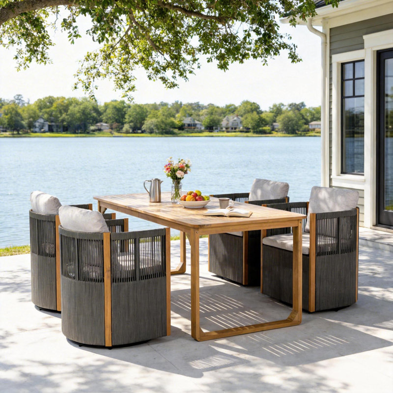 Ensemble repas 5 pièces en bois d'acacia Marisol