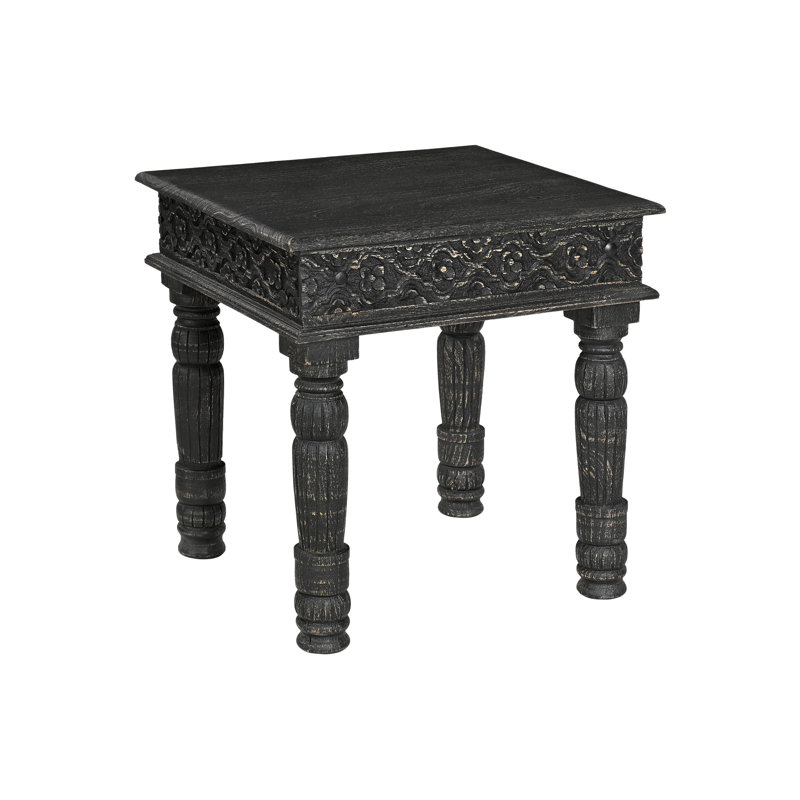 Aarohi Carved End Table, Black