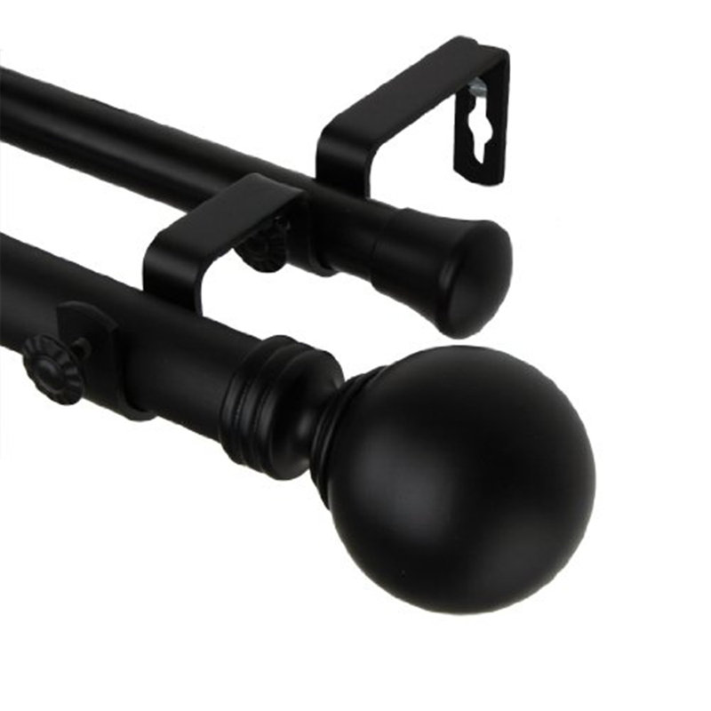 Globe 1" Double Curtain Rod, 120" - 170", Chrome