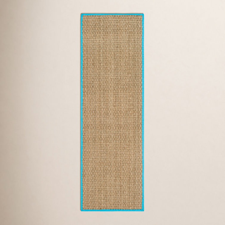 Auckland Bamboo Natural/Turquoise Area Rug