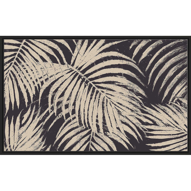 «Windy Beige Palmas» par Patricia Pinto - impression, Cadre flottant noir, H 39,5 po x l 63,5 po x P 2 po