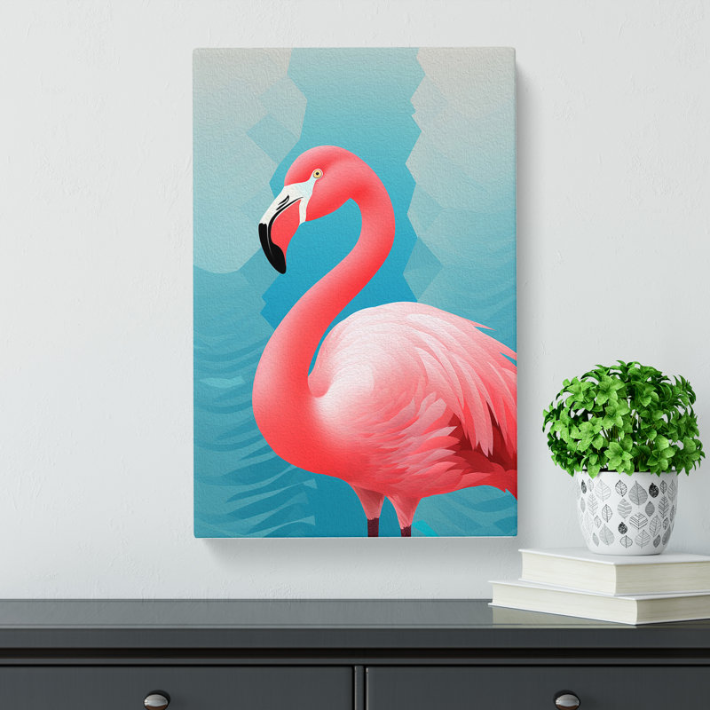 Flamingo Op No.2 - Wrapped Canvas, 60cm H x 40cm W x 3cm D