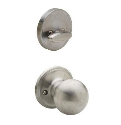 Ball Interior Knob With Deadbolt Universal/Reversible Entry Set