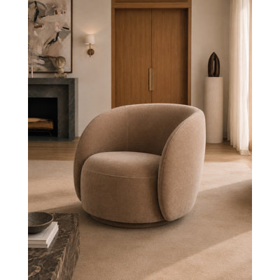 Chaise d'appoint moderne pivotante à 360 degrés avec dossier incurvé et assise profonde rembourrée