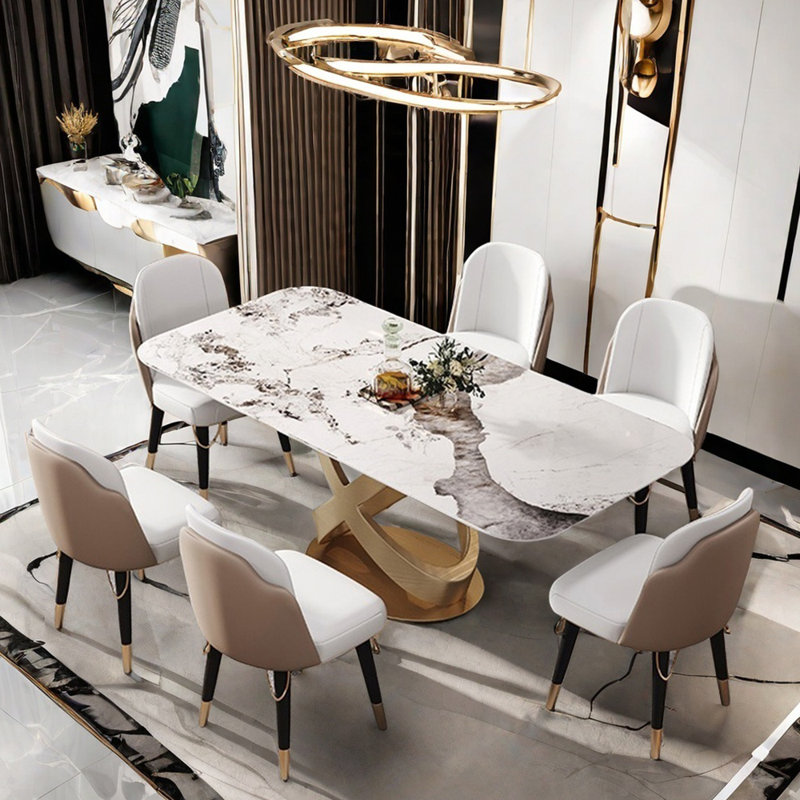 Ensemble de table de salle à manger rectangulaire de luxe de style italien, H 29,5 po x L 55,1 po x l 31,5 po