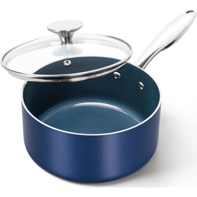 Casserole de 2 pintes avec couvercle Casserole en céramique antiadhésive avec poignée en acier inoxydable Casserole de 2 pte avec couvercle Compatible avec un four à induction