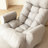 Comfortable Rotatable Chair With Linen Padding And Support Adjustable Deck Frame Soft Cushioning