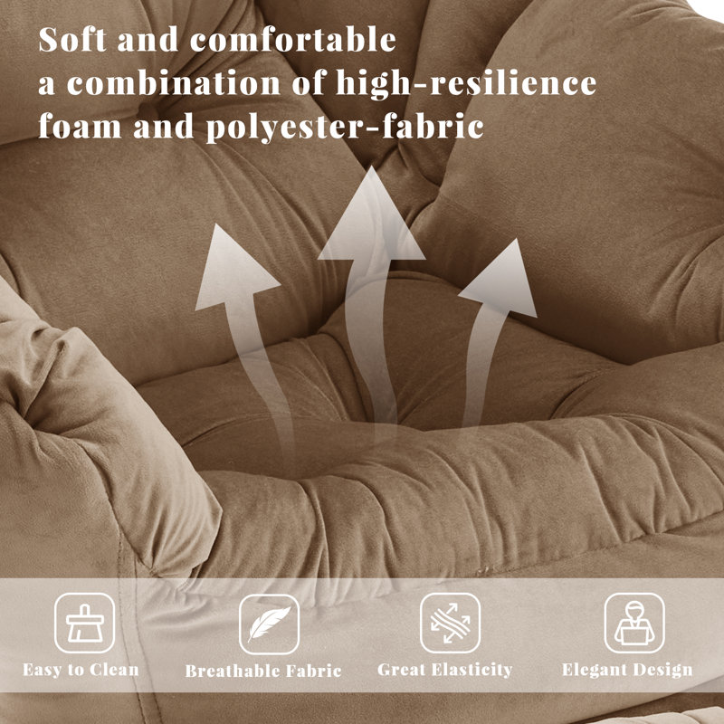 Upholstered Armchair With Footstool, Brown