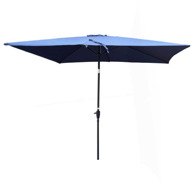 Parasol extérieur imperméable 6 x 9 pi avec manivelle et bouton poussoir inclinable sans rabat pour jardin