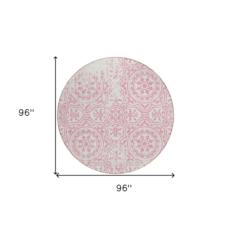 Tapis ivoire rond intérieur lavable 8 'Medallion