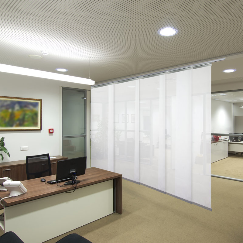 Semi-Sheer Winter 5-Panel Single Rail Panel Track Extendable 58"-110"W x 94"H, Panel width 23.5"