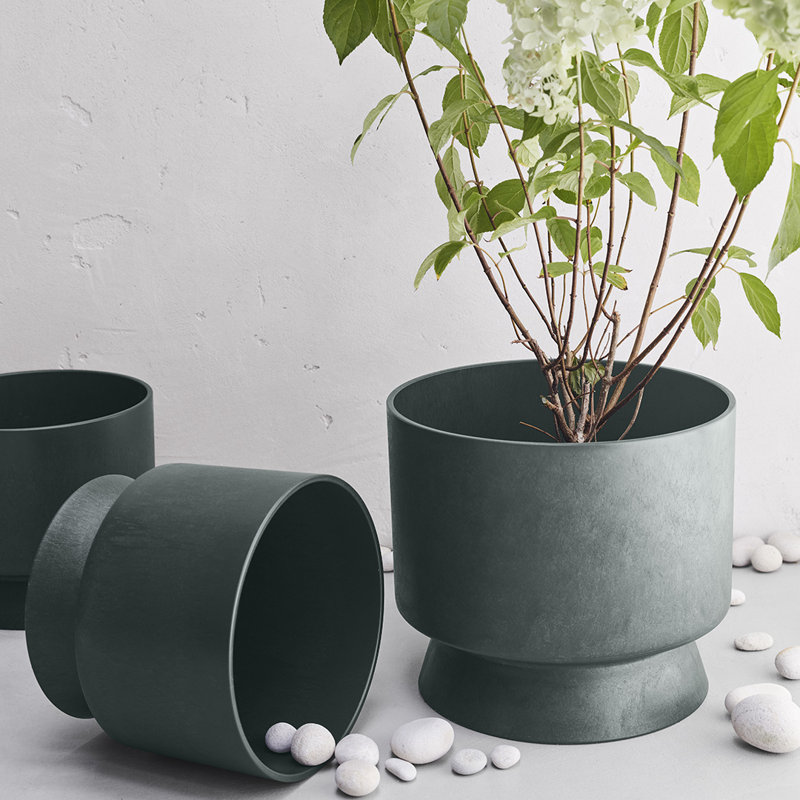 Pot à fleurs en plastique recyclé, Vert, H 8,3 po x l 9,4 po x P 9,4 po