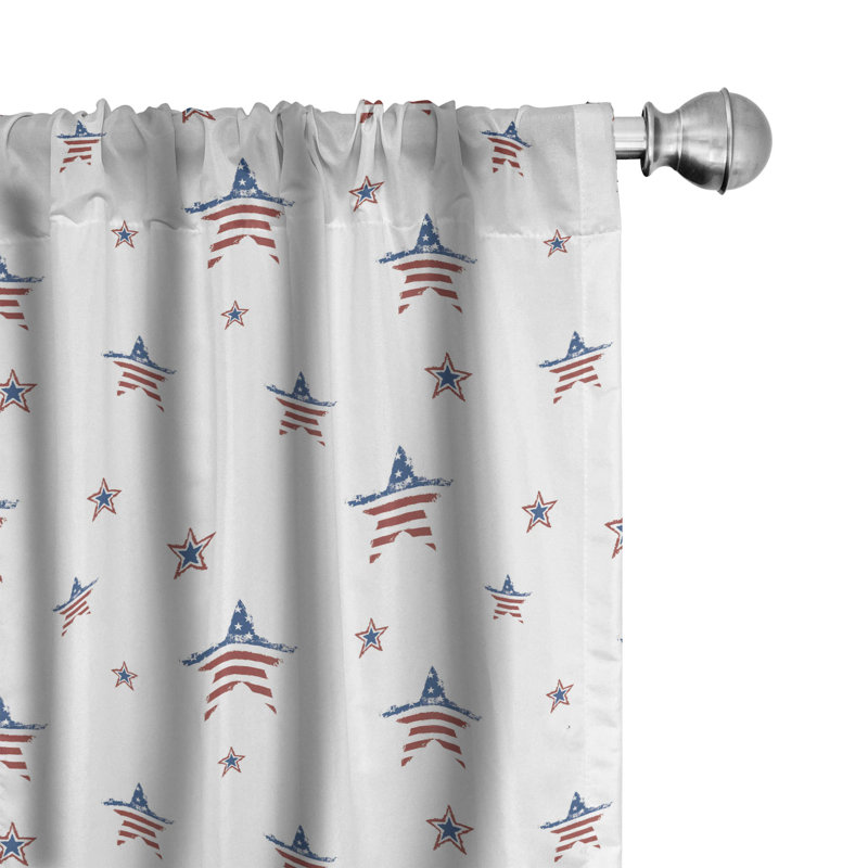 4Th of July Semi-Sheer Rod Pocket Curtain Panels, 28" x 63"