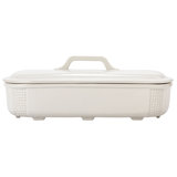 Oval 2-Quart Debossed Stoneware Baking Dish With Lid