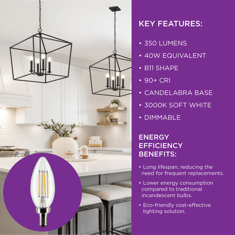 4 Watt Clear LED Bulb, 3000