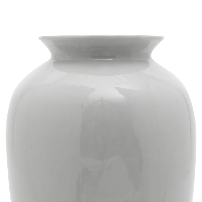 14" Bright Yellow Tung Chi Vase, Solid White