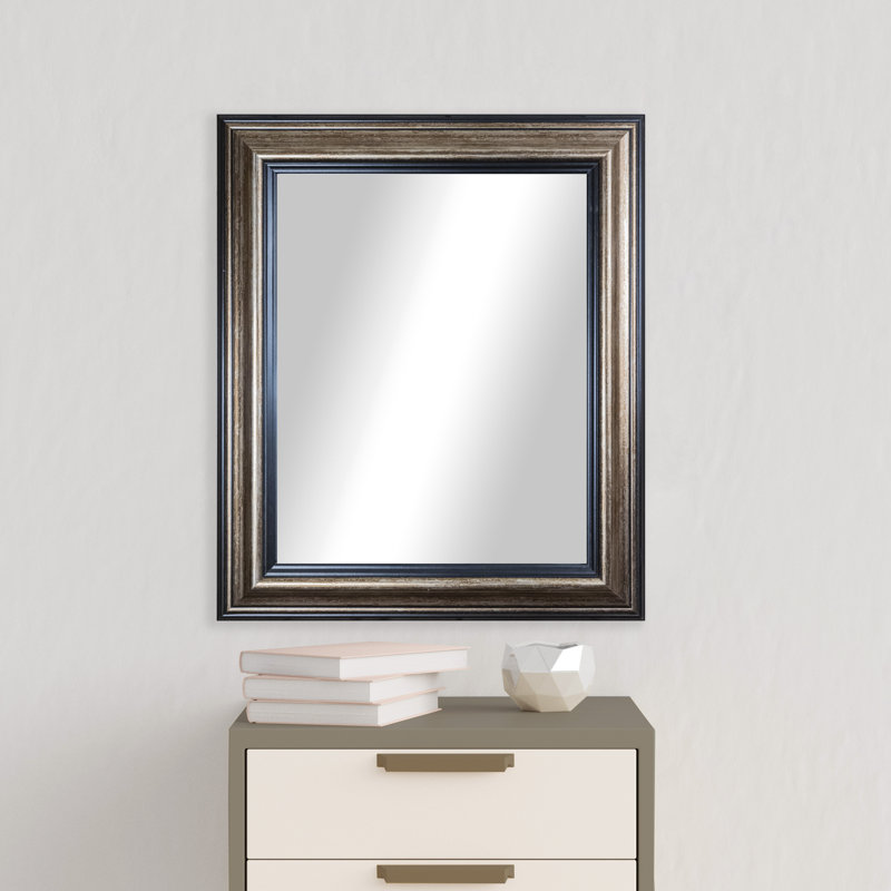 Miroir de salle de bain traditionnel, Cuivre et noir, H 26 po x l 22 po