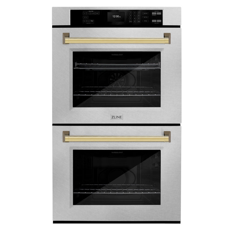 ZLINE 30 in. Autograph Double Wall Oven w/ Air Fry and Self Clean w/ Black Handles