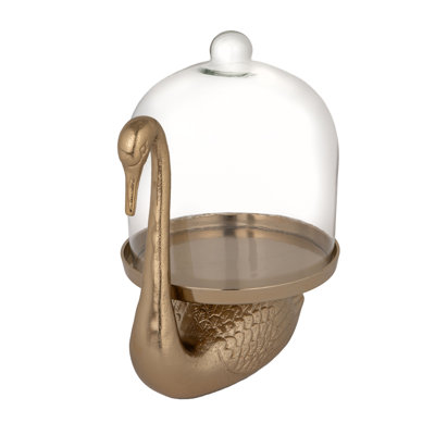 Plateau à cygne en aluminium avec cloche en verre Artisan