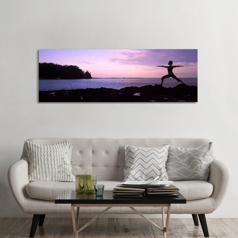 Rear View Of A Woman Exercising On The Coast, La Punta, Papagayo Peninsula, Costa Rica #2 by Panoramic Images - Wrapped Canvas Panoramic Print